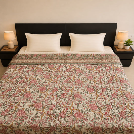Rangreza Royale | Hand Block Print Cotton Comforter (Razai)