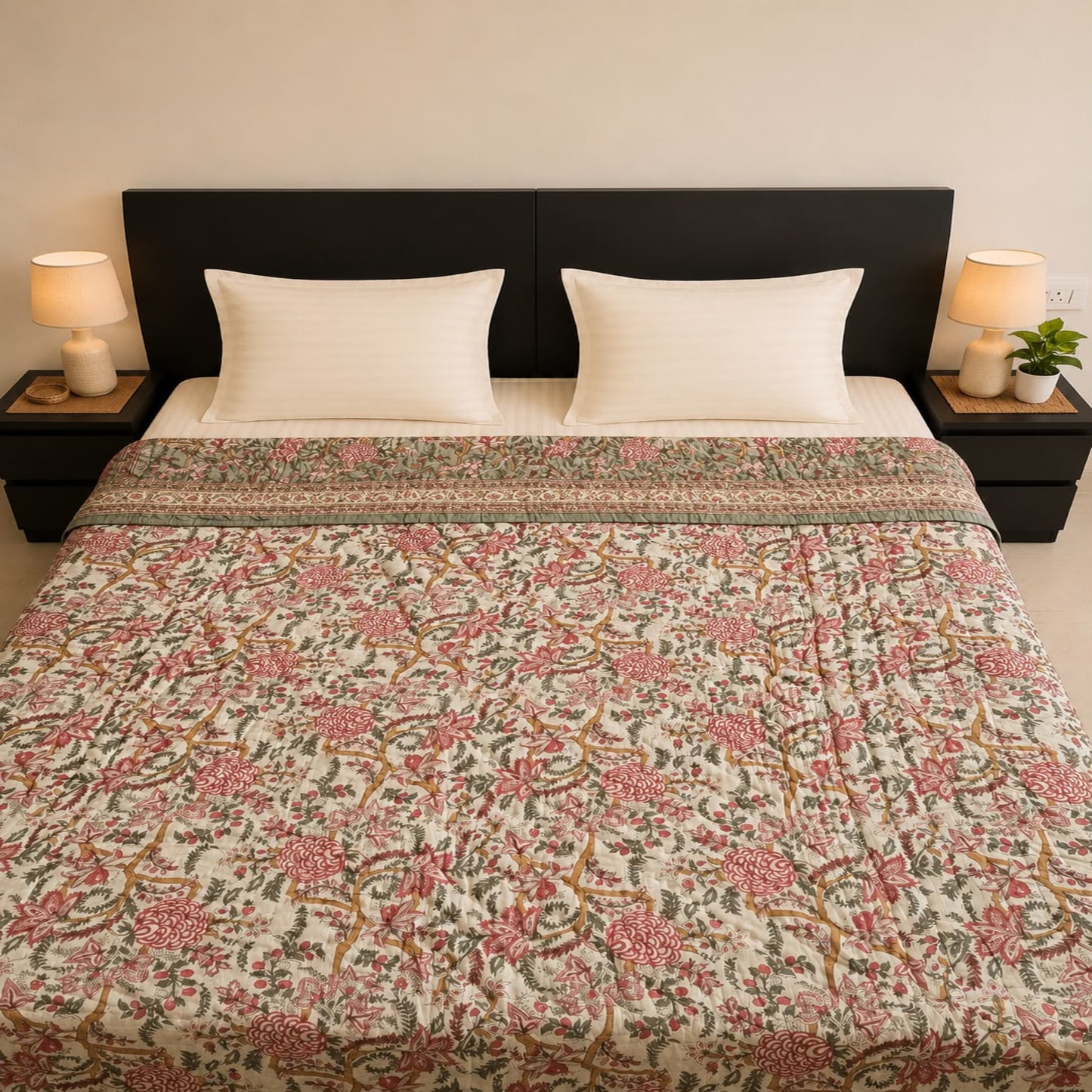 Rangreza Royale | Hand Block Print Cotton Comforter (Razai)